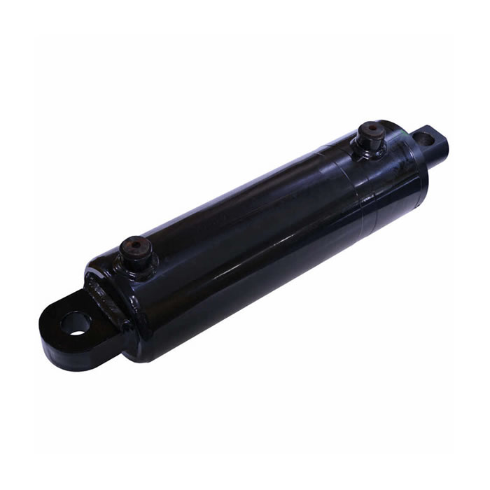 Double acting hydraulic cylinder for snowplow