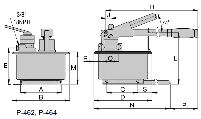 P462 Two Speed, Steel Hydraulic Hand Pump(Images1)