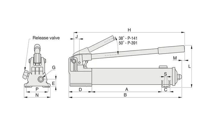 Lightweight Hydraulic Hand Pump Drawing