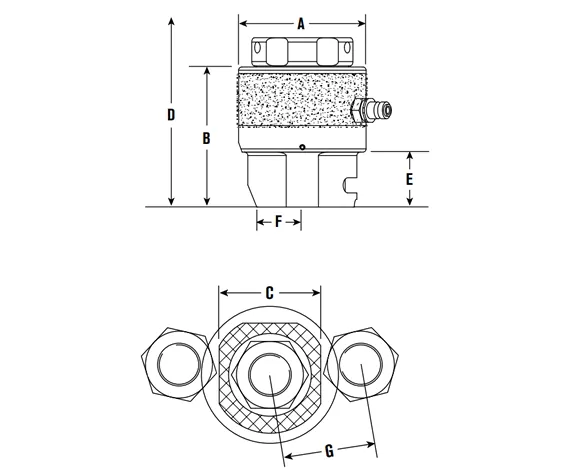 SRT Spring Return Bolt Tensioners Drawing