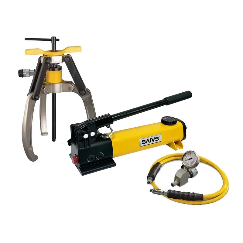 LGH Series, 10-64 Ton 3-Jaw Hydraulic Lock-Grip Puller Set with Hand Pump